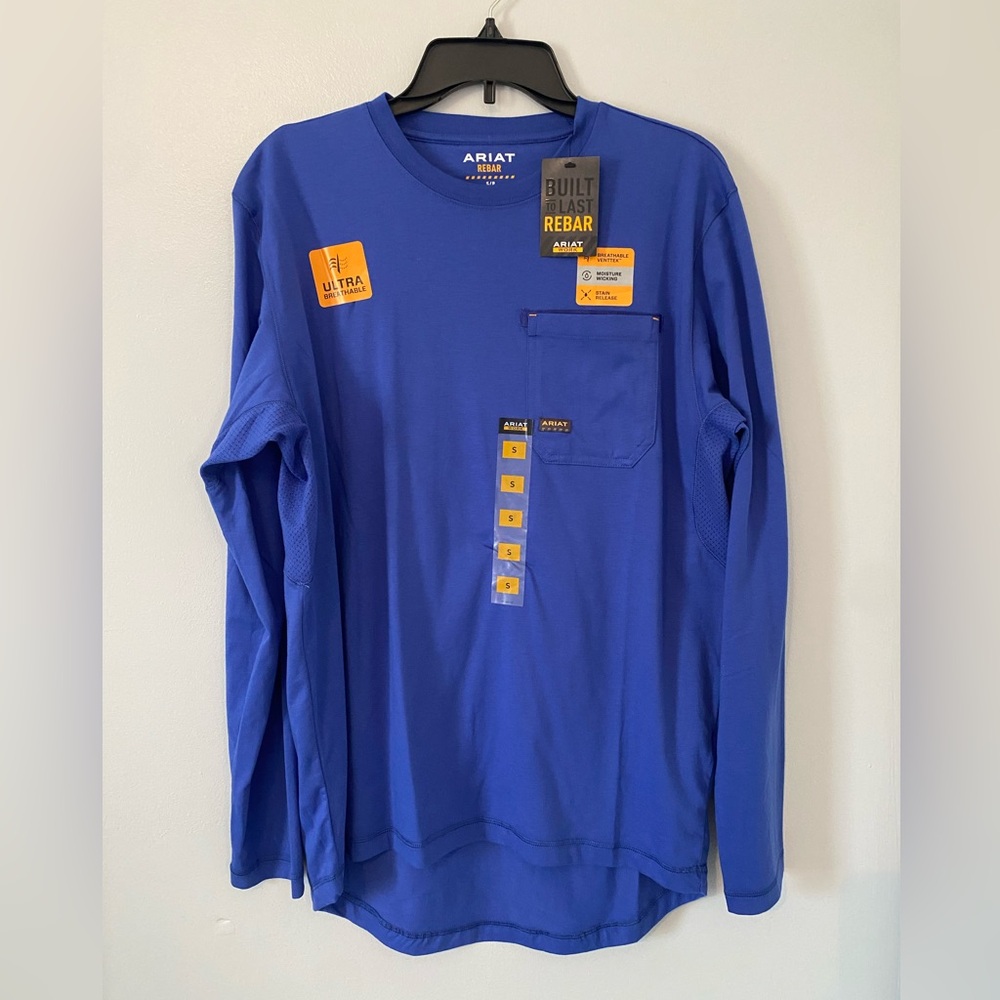 Ariat Blue Long Sleeve REBAR work shirt Size small